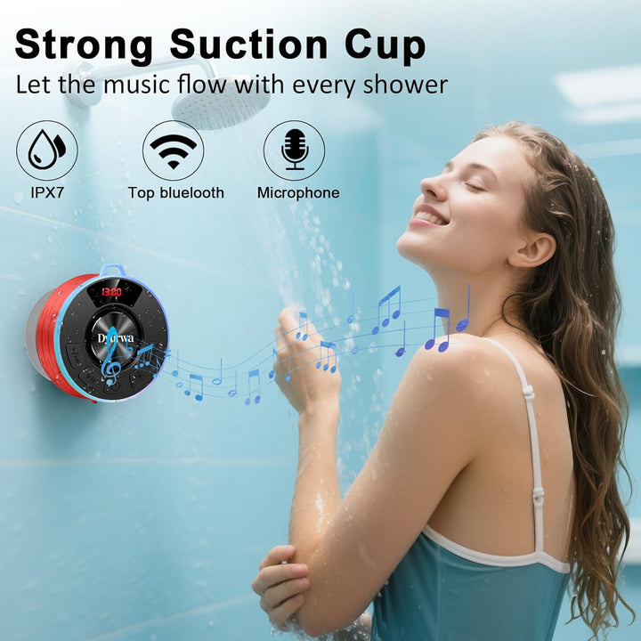 Wasserdichter Bluetooth Duschlautsprecher, 10H Bluetooth-Lautsprecher mit Saugnapf, Tragbare bluetoo