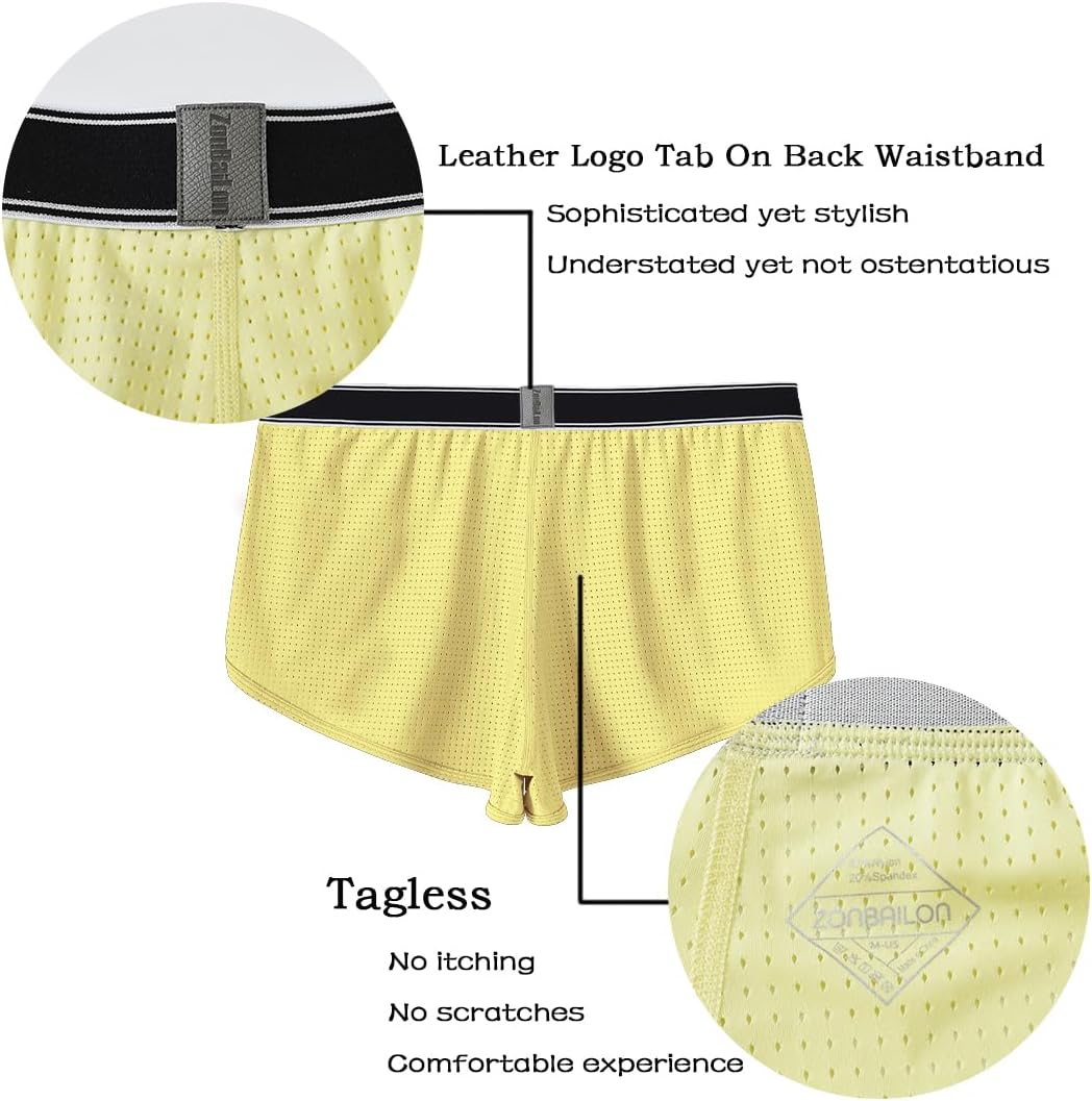 BIATWOWR Herren Transparent Sexy Boxershorts Männer Atmungsaktiv Bequem Unterhose Seitlichem Schlitz