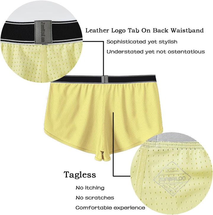 BIATWOWR Herren Transparent Sexy Boxershorts Männer Atmungsaktiv Bequem Unterhose Seitlichem Schlitz