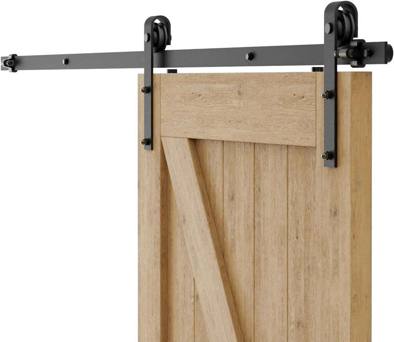 167cm/5.5FT Schiebetürbeschlag Set Schiebetürsystem Zubehörteil für Schiebetüren Innentüren, Schwarz