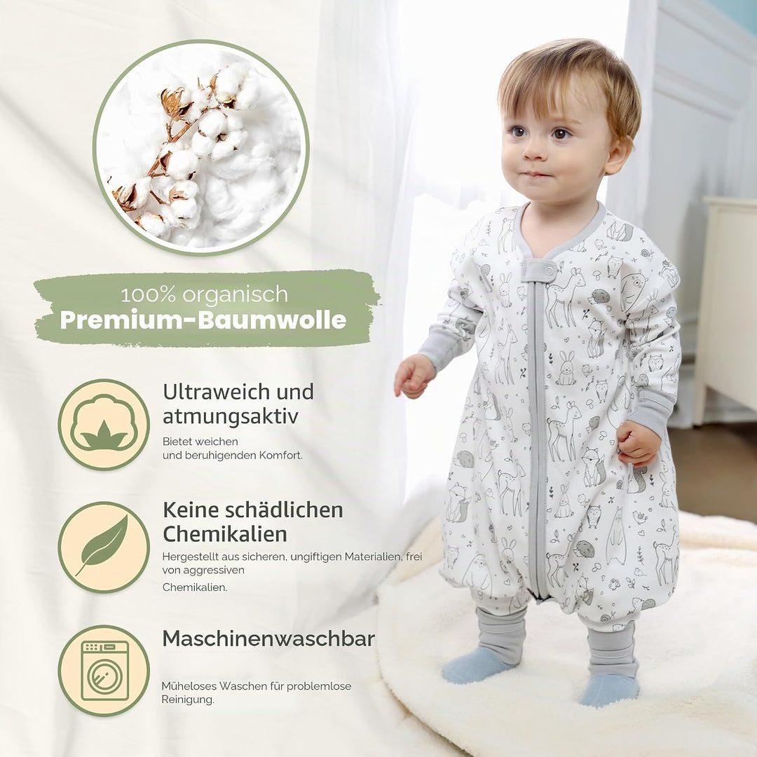 Mama Cheetah Baby Schlafsack, Bio-Baumwolle, Tragbare Babydecke, Schlafsack mit 2-Wege-Reissverschlu