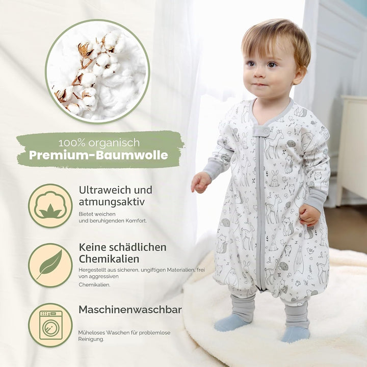 Mama Cheetah Baby Schlafsack, Bio-Baumwolle, Tragbare Babydecke, Schlafsack mit 2-Wege-Reissverschlu