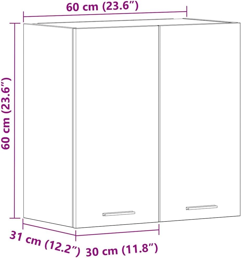 vidaXL Hängeschrank 2 Regalböden Küche Schrank Einbauküche Küchenzeile Küchenmöbel Oberschrank Küche