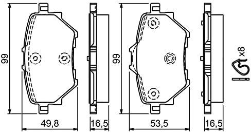 Bosch BP1711 Bremsbeläge - Hinterachse - ECE-R90 Zertifizierung - vier Bremsbeläge pro Set