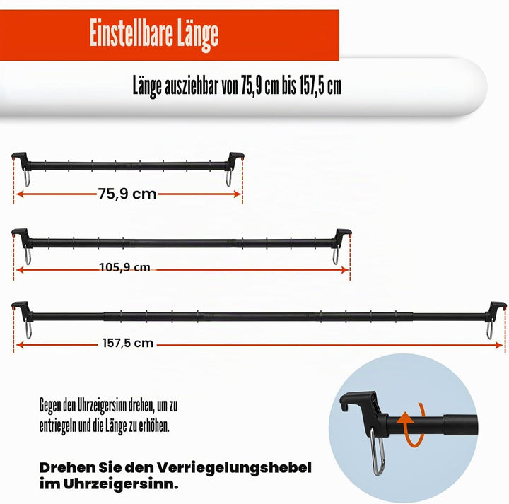 Beinhome Auto-Kleiderbügel, Kleiderstange für Auto-Reisen 76-160 CM, einstellbare faltenfreie Kleide