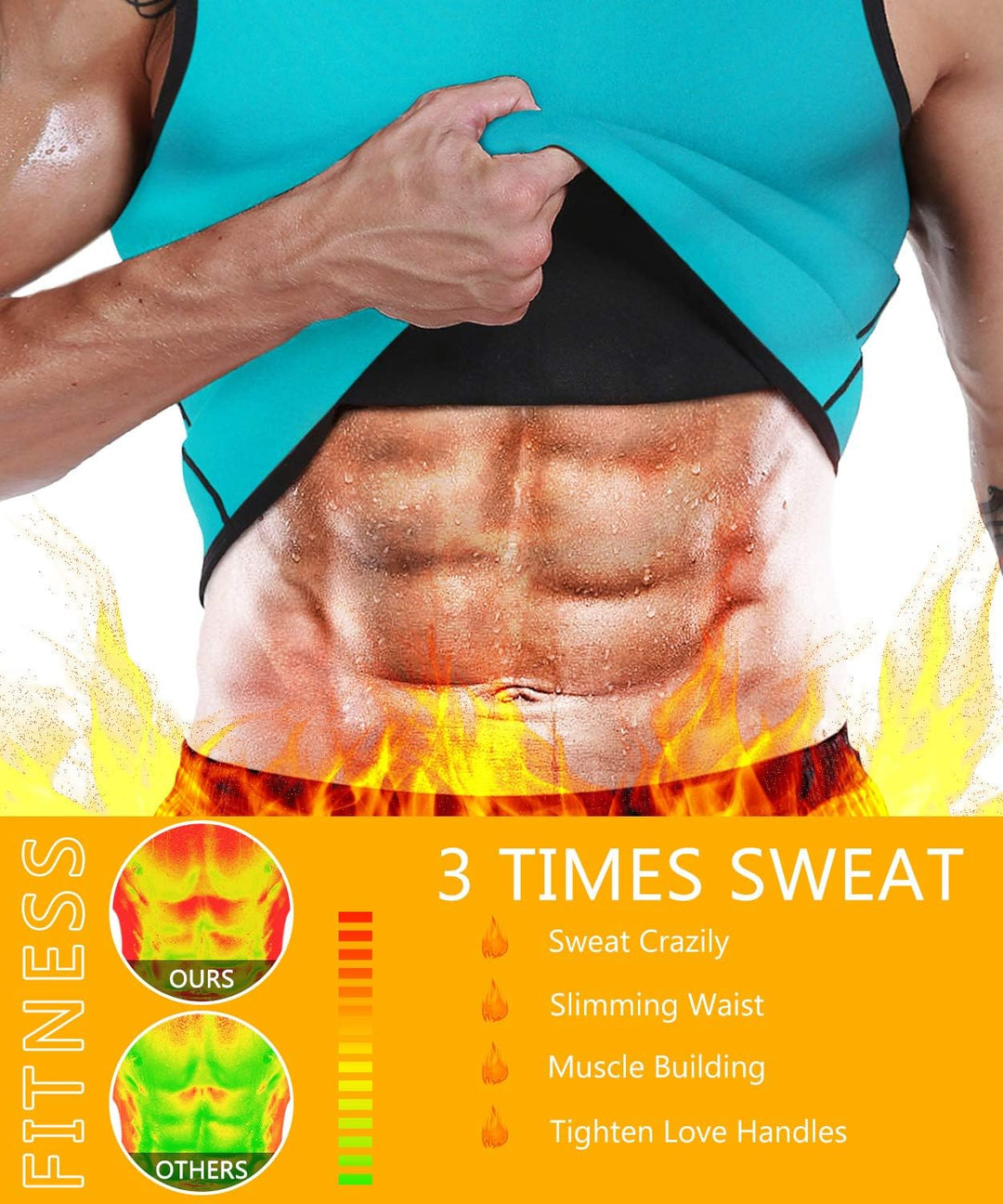 NOVECASA Herren Neopren Sweatweste Männer mit Reissverschluss Sauna Weste Kompressionsweste Tank Top