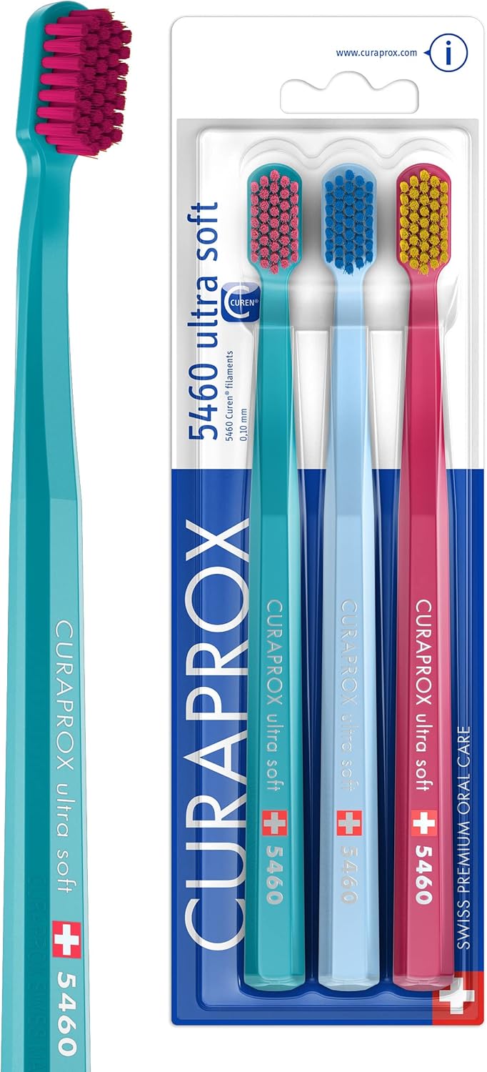 Curaprox Zahnbürste Set CS 5460-3er-Pack Ultra Soft Handzahnbürste für Erwachsene 5460 mit super wei