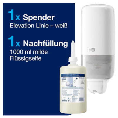 Tork Starter Pack für Flüssig- und Sprayseife inklusive 1 Flakon Tork milde Flüssigseife, Elevation