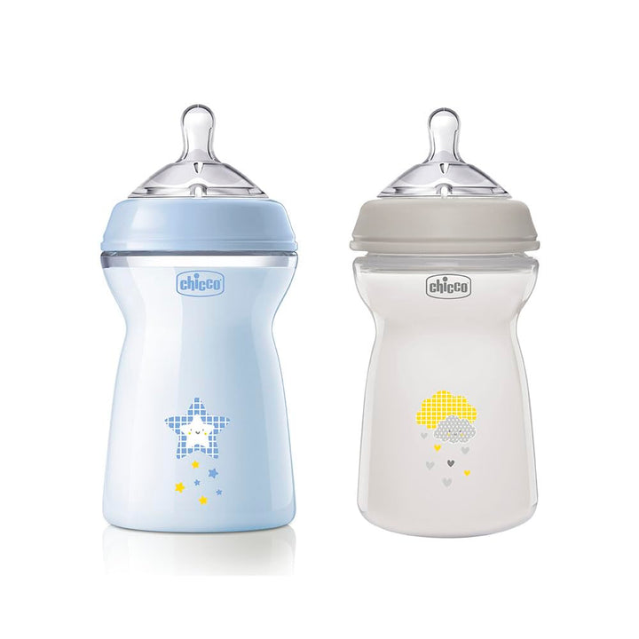Chicco Natural Feeling Anti-Kolik Babyflasche 6+ Monate, 2 Stück, 330 ml, Babyfläschchen mit Weichem