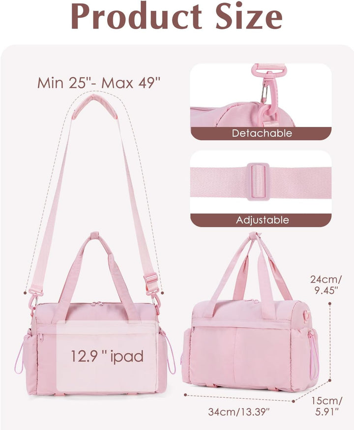 Sporttasche Damen Klein mit Nassfach Yogatasche für Matte, Rosa gesteppt | Yoga-Mattenhalter, verste