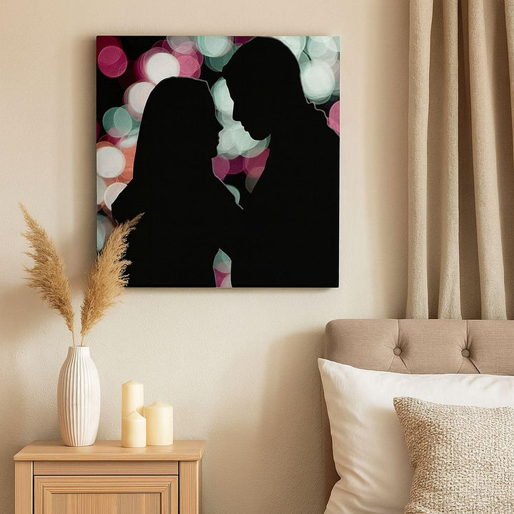 Bilder auf Leinwand 70x70cm Leinwandbild mit Rahmen Paar Liebe Beziehung Gross Wanddeko Bild Schlafz