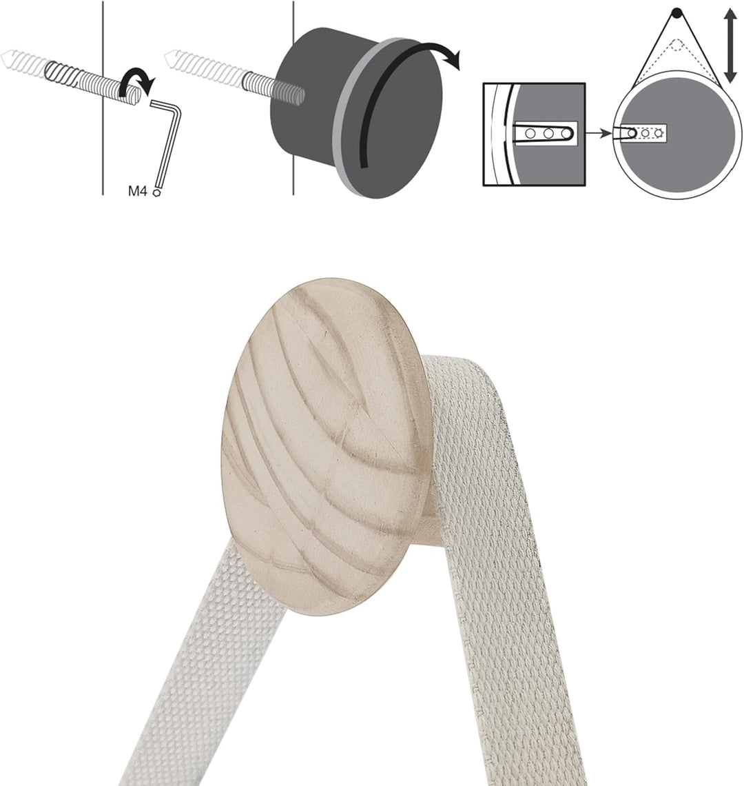 INSPIRE - Runder Spiegel NORDIK Barbier - Ø 55 cm - Hängespiegel - Holz - Beige 9.6L x 57.5B cm Nord