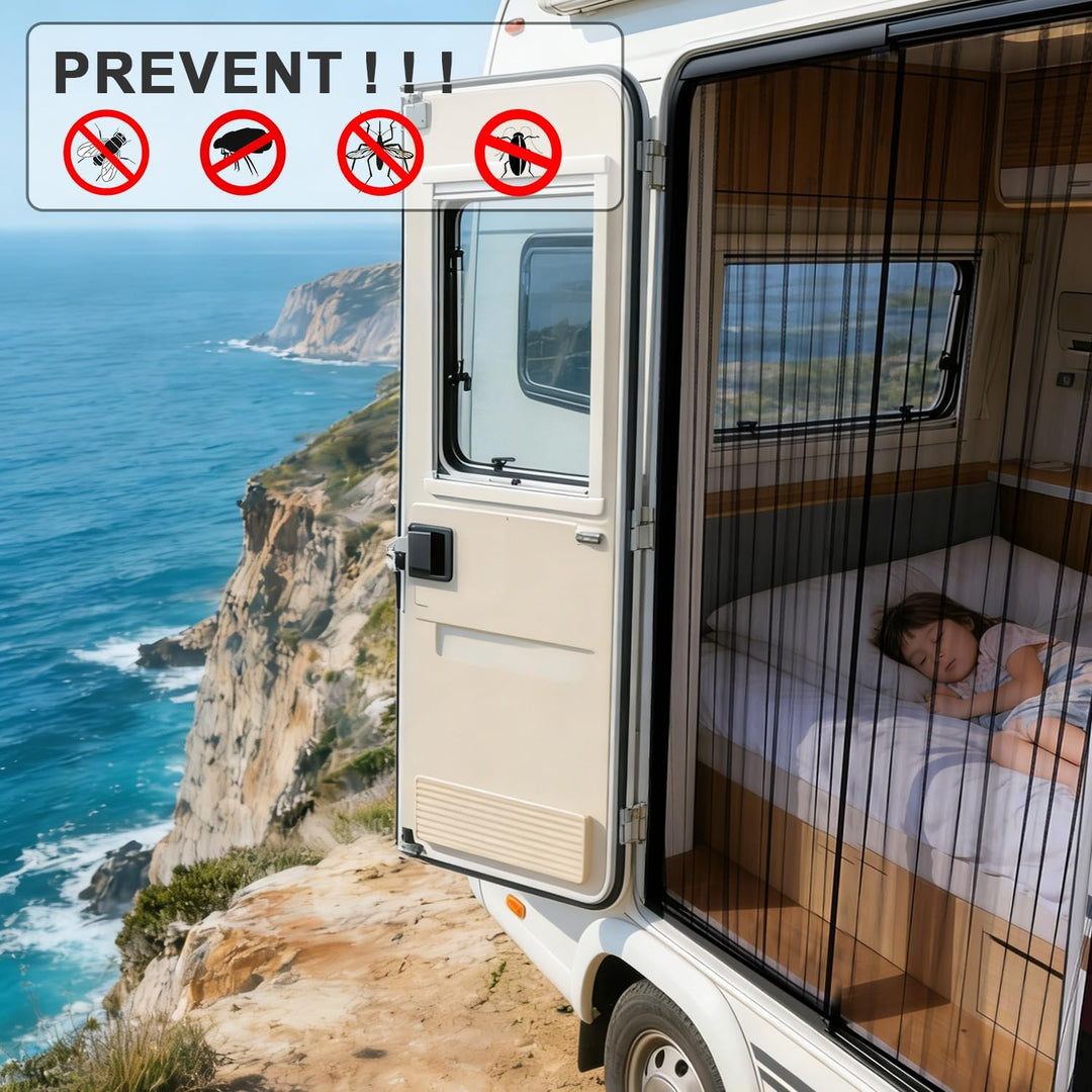 Moskitonetz Magnetisch für VW T5 T6 Schiebetür, Insektennetz & Auto-Fliegengitter mit Sonnenschutz u
