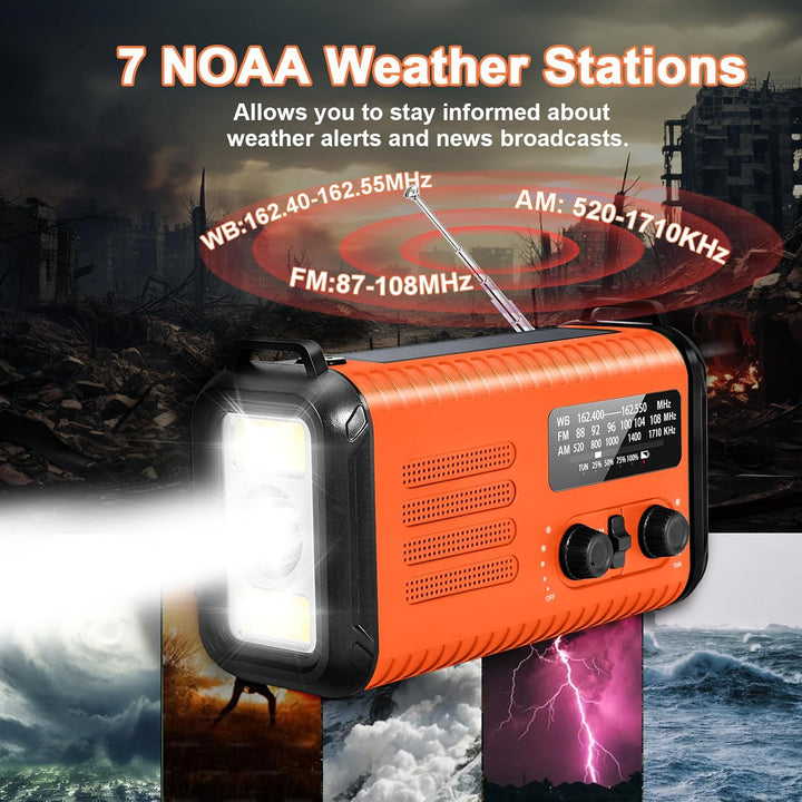 20000mAh Notfallradio, Solar-Hand Kurbelradio AM/FM-Wetterradio, batteriebetrieben mit Handy-Ladeger