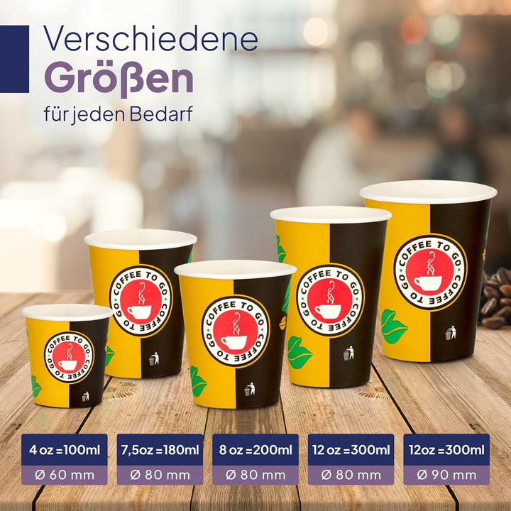 Inoverse Pappbecher 300ml, Einweg Coffee to Go Becher, Kaffee to go Becher Pappe, 12oz Trinkbecher f