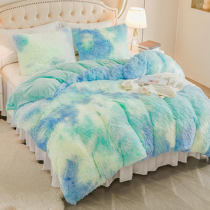 EMME Plüsch Bettwäsche Set 220x240cm Biber Flauschige Bettdecke Set für Bett Shaggy und Plüsch weich