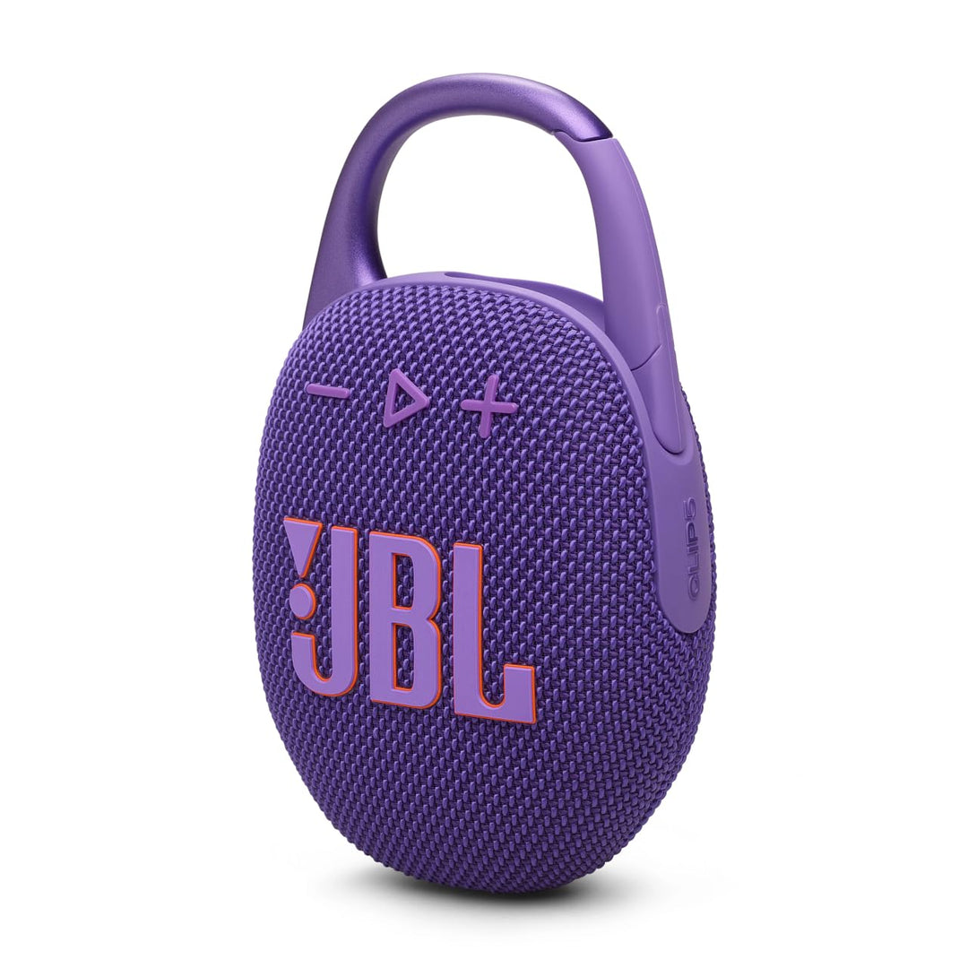 JBL Clip 5 in Lila – Tragbare Bluetooth-Lautsprecher-Box mit JBL Pro Sound, tiefem Bass und Playtime
