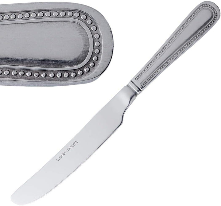 Olympia Bead Edelstahl-Tafelmesser (12er-Pack), Silber, 225 (L) mm, Tafelmesser-Set, hochglanzpolier