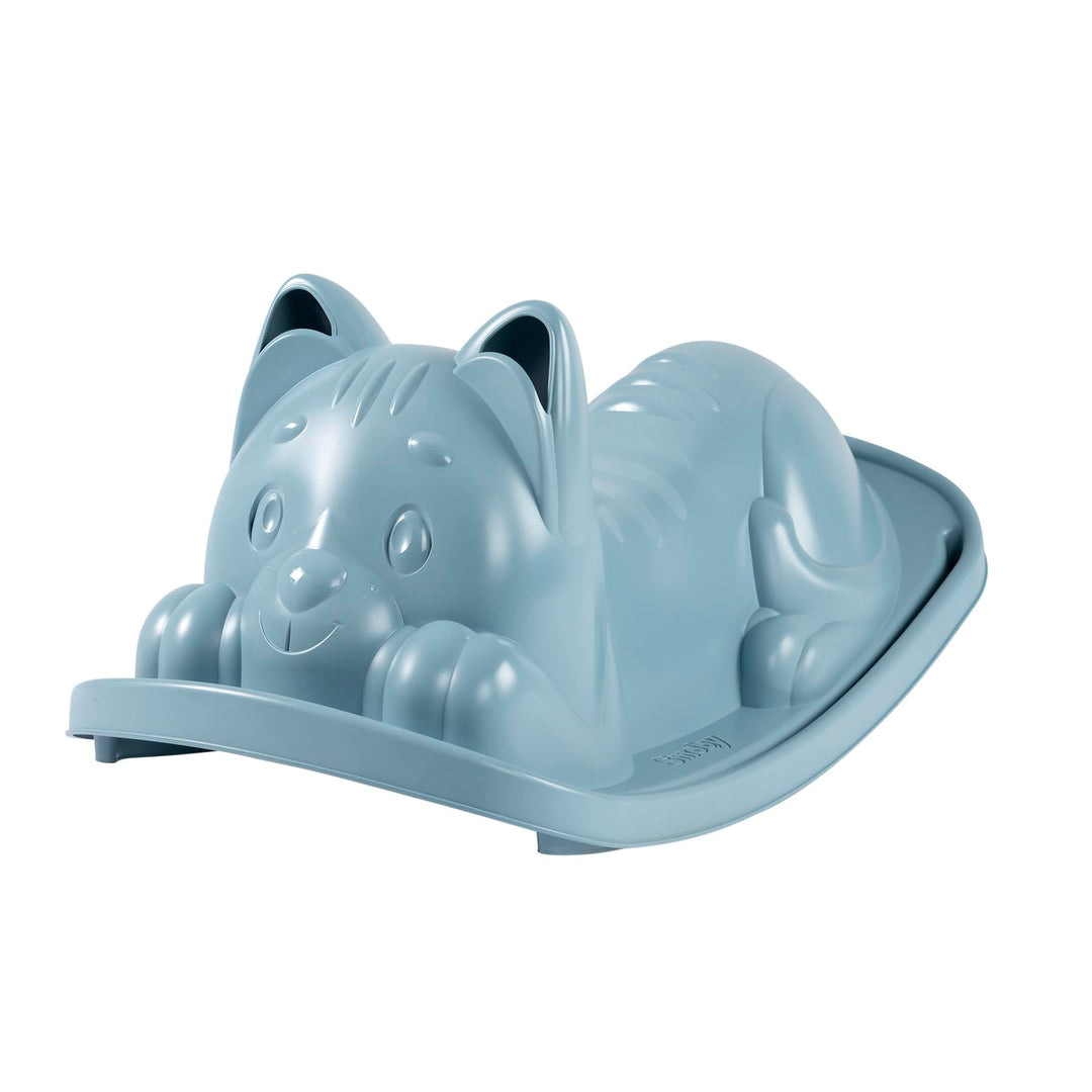 Smoby Life Wippe, Katze, Blau, ergonomische Sitzfläche, Griffe, recyceltes Material, ab 18 Monaten