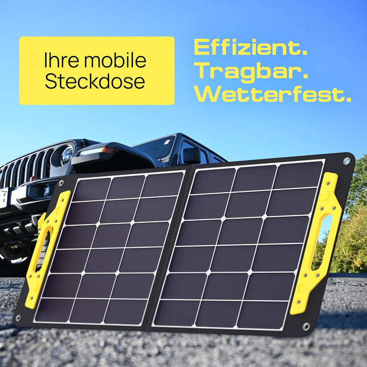 PULSAR Solar Panel 100W, Solarpanel Faltbar mit USB-A QC3.0 24W und USB-C PD bis 45W, Solarmodul für