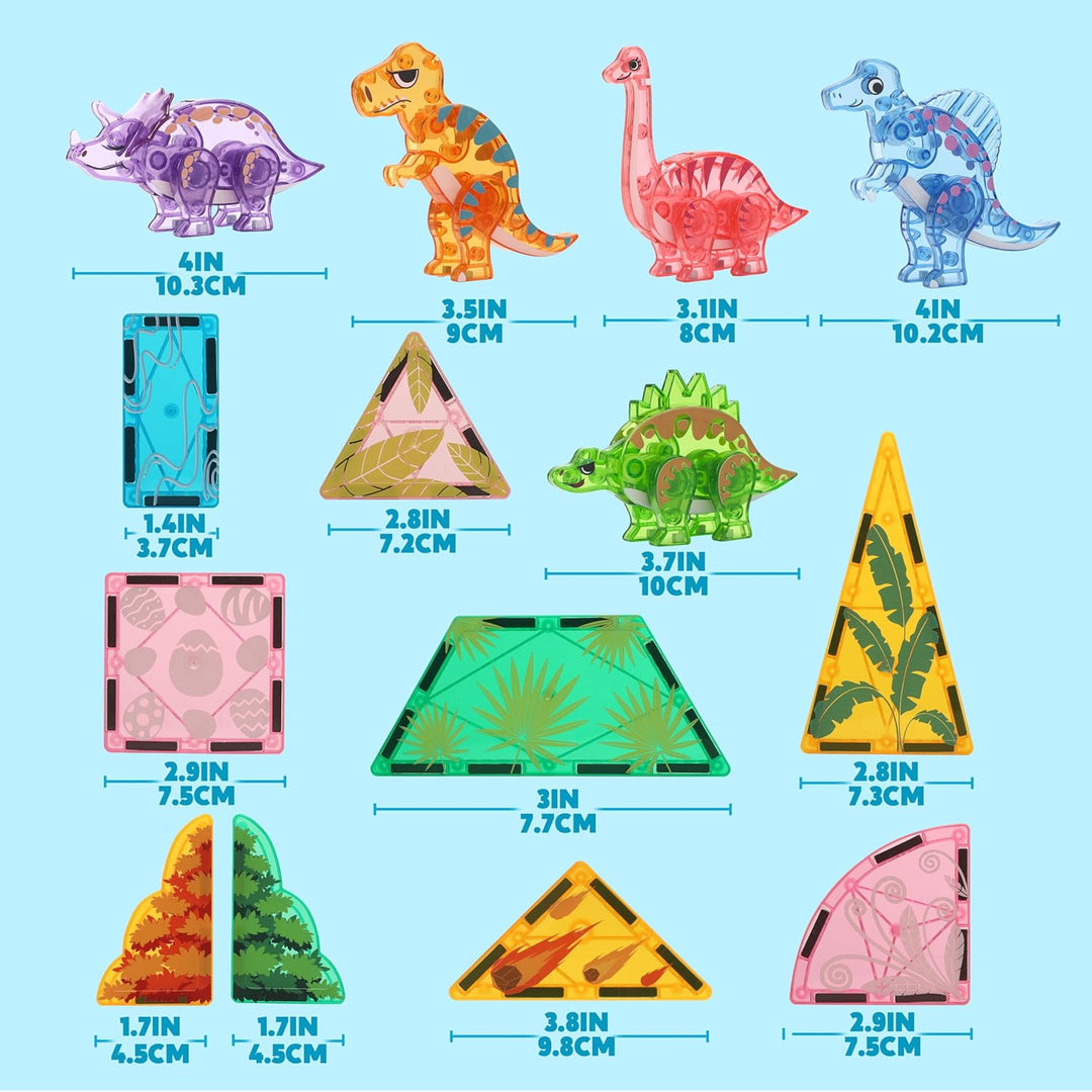 SYNCFUN Magnetische Bausteine,50 Teile Dinosaurier Magnetische Blöcke Bauspielzeug,STEM Magnet Spiel
