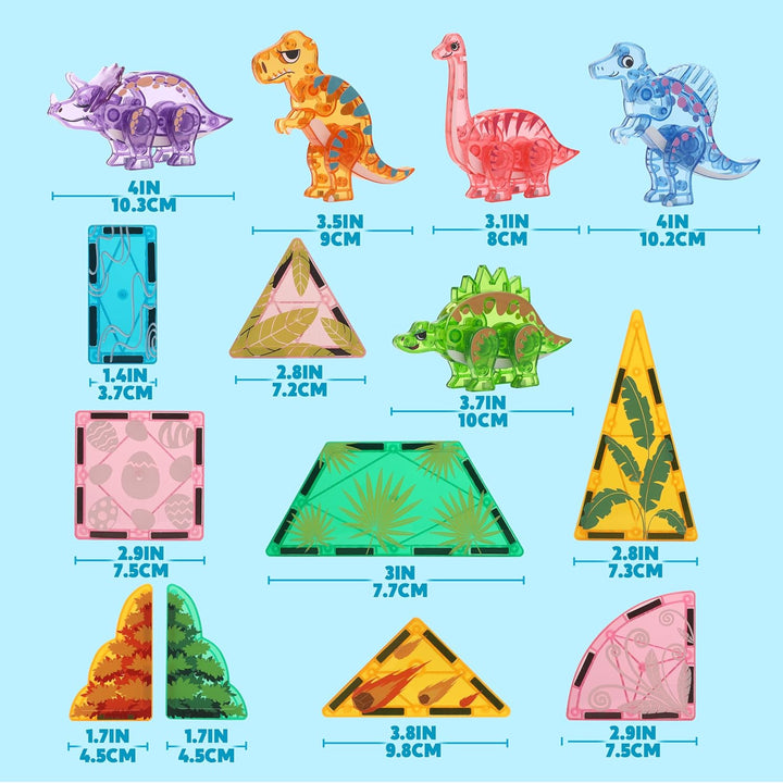 SYNCFUN Magnetische Bausteine,50 Teile Dinosaurier Magnetische Blöcke Bauspielzeug,STEM Magnet Spiel
