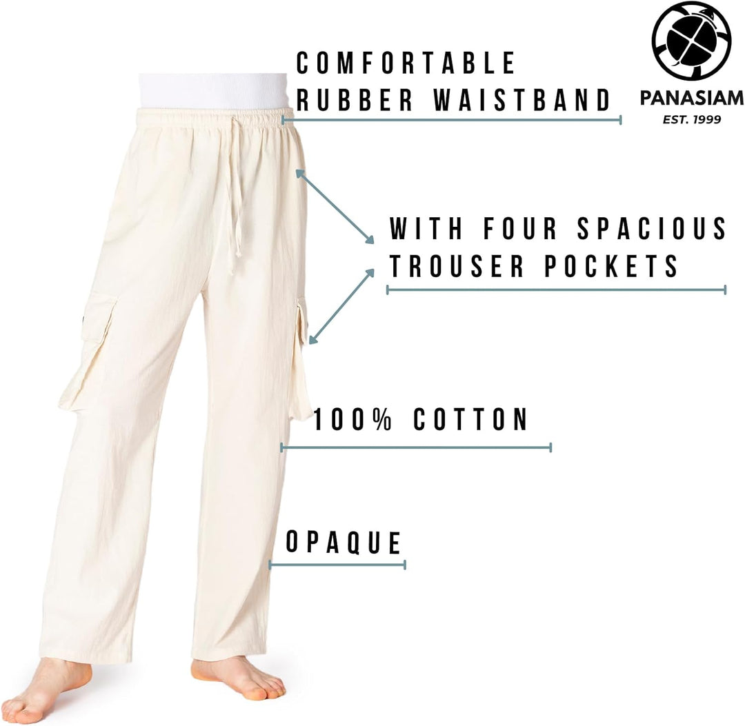 PANASIAM Cargohose | Bequeme Herren Sommerhose mit 4 praktischen Taschen | Stoffhose aus Baumwolle |
