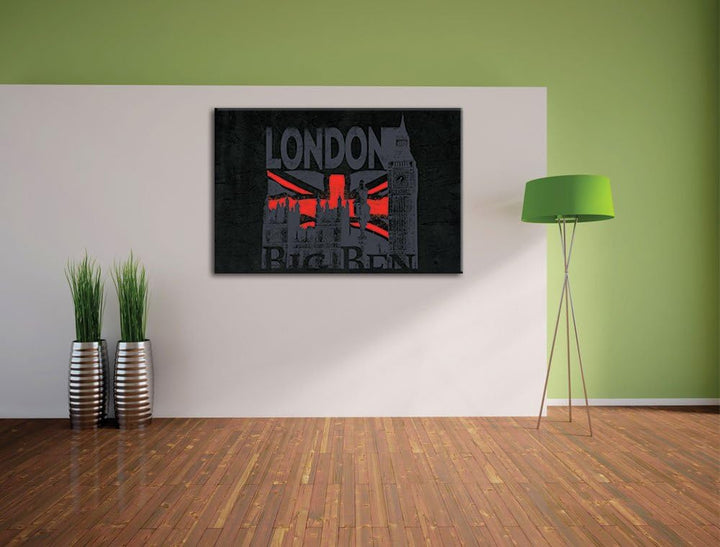 The Big Ben Black Format: 100x70auf Leinwand, XXL riesige Bilder fertig gerahmt mit Keilrahmen, Kuns