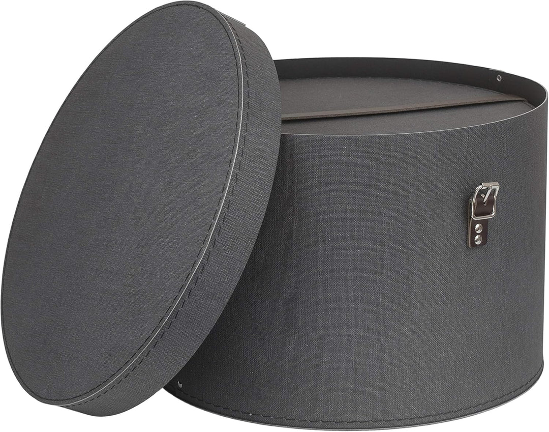 Bigso Box of Sweden 2er Set Aufbewahrungsboxen - Runde Aufbewahrungsbox mit Lederriemen - Grosse und