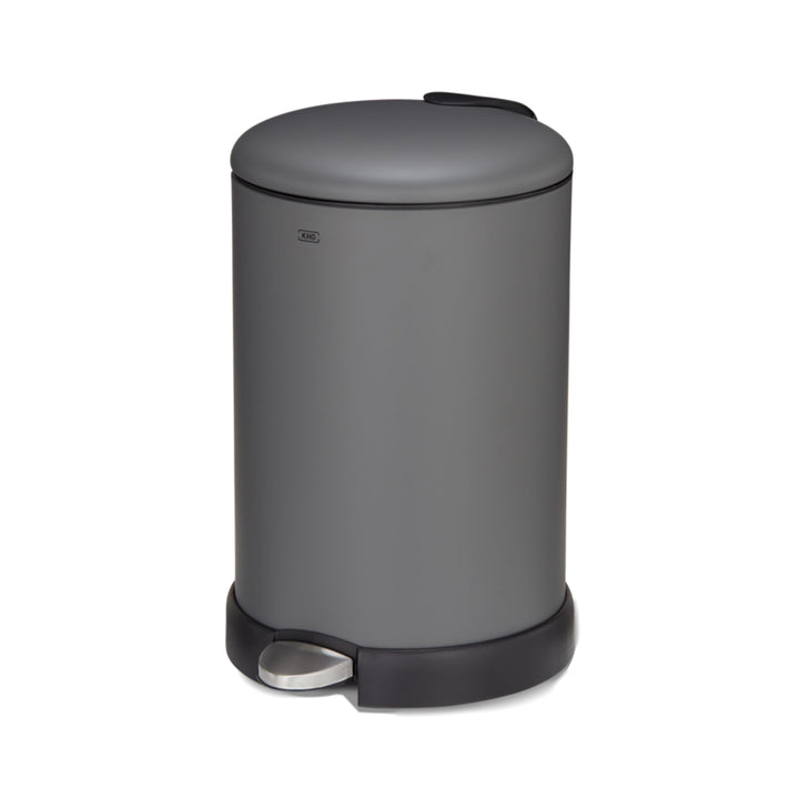 KHG Mülleimer 20 L Grau mit Softclose-Deckel & Tretfunktion - Pulverbeschichteter Metall-Abfalleimer