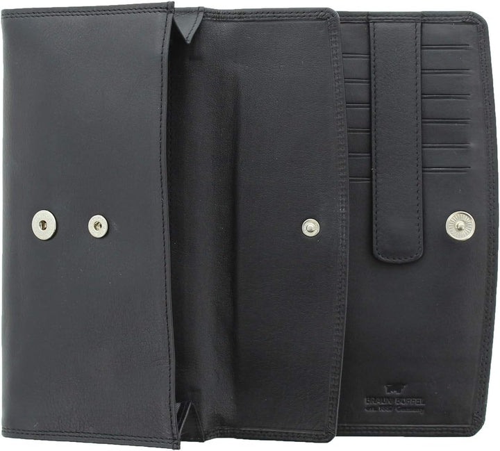 BRAUN BÜFFEL Geldbörse Golf 2.0 - aus echtem Leder (schwarz, 9 Fächer, Large)