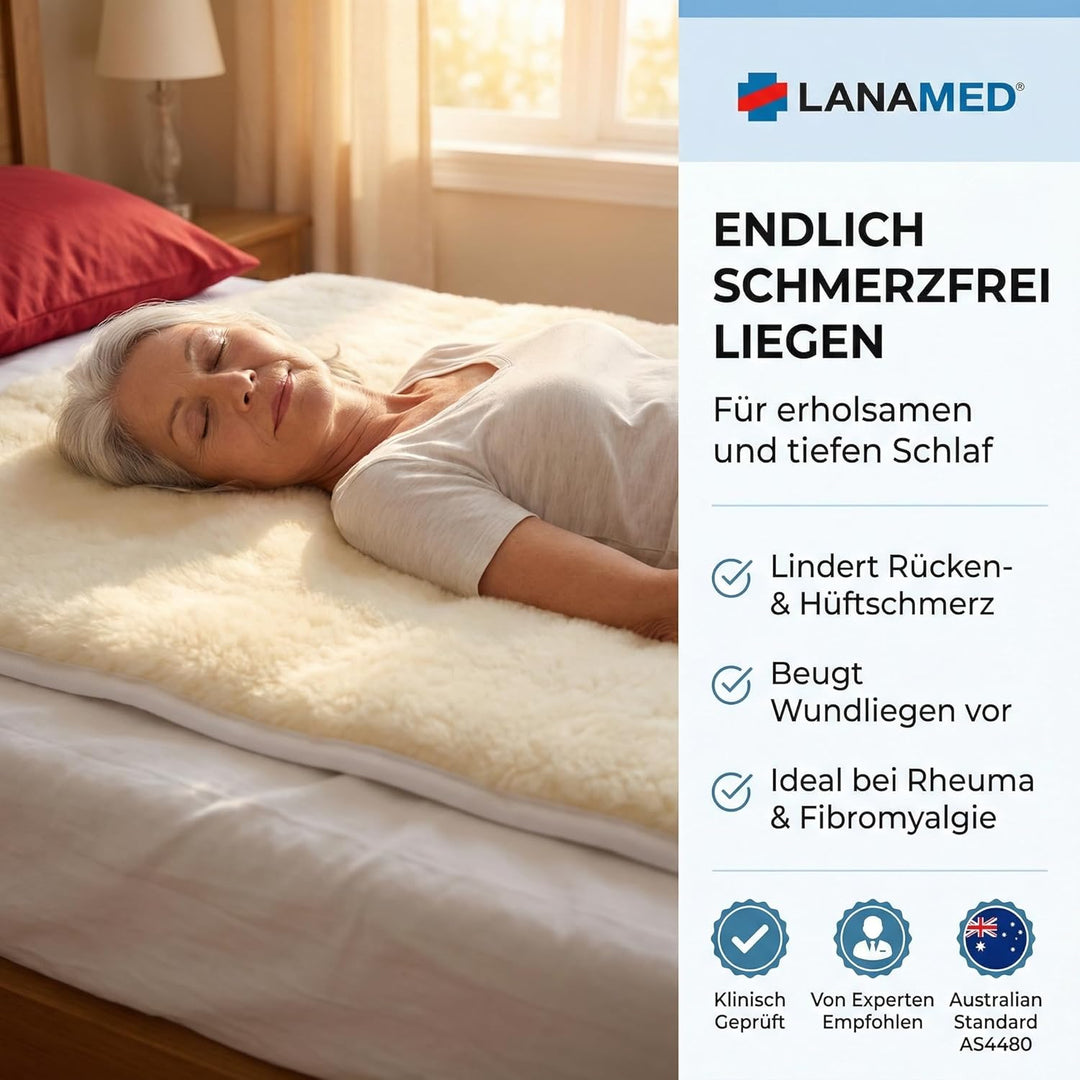 Australische Luxus Bettauflage aus Ultra-dichter Schurwolle. 90 x 200 cm. Mit 1900 g/m² ca. 50% mehr