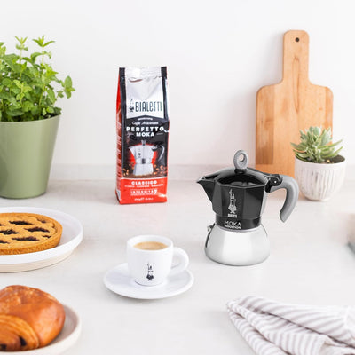 Bialetti - Moka Induction, Moka-Kanne, Geeignet für Alle Herdarten, 6 Tassen Espresso (270ml), Schwa
