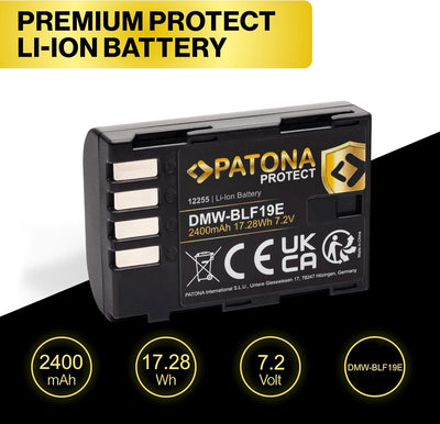 PATONA Protect DMW-BLF19 E Akku 2400mAh Ersatzakku kompatibel mit Panasonic Lumix DC-G9 G9L G9EG G9L