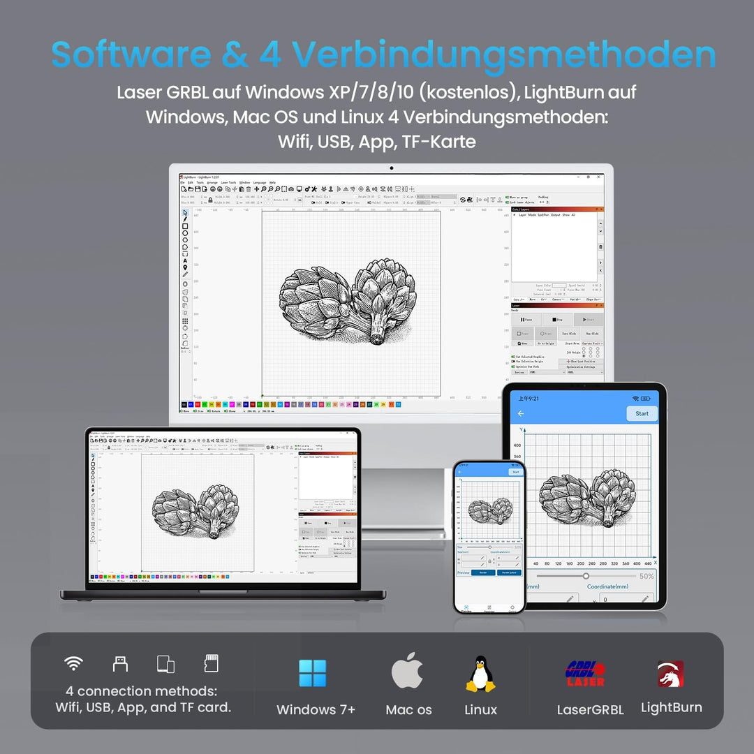 Longer Laser B1 20W – Lasergravierer mit automatischer Luftunterstützung, ideal für DIY-Arbeiten auf
