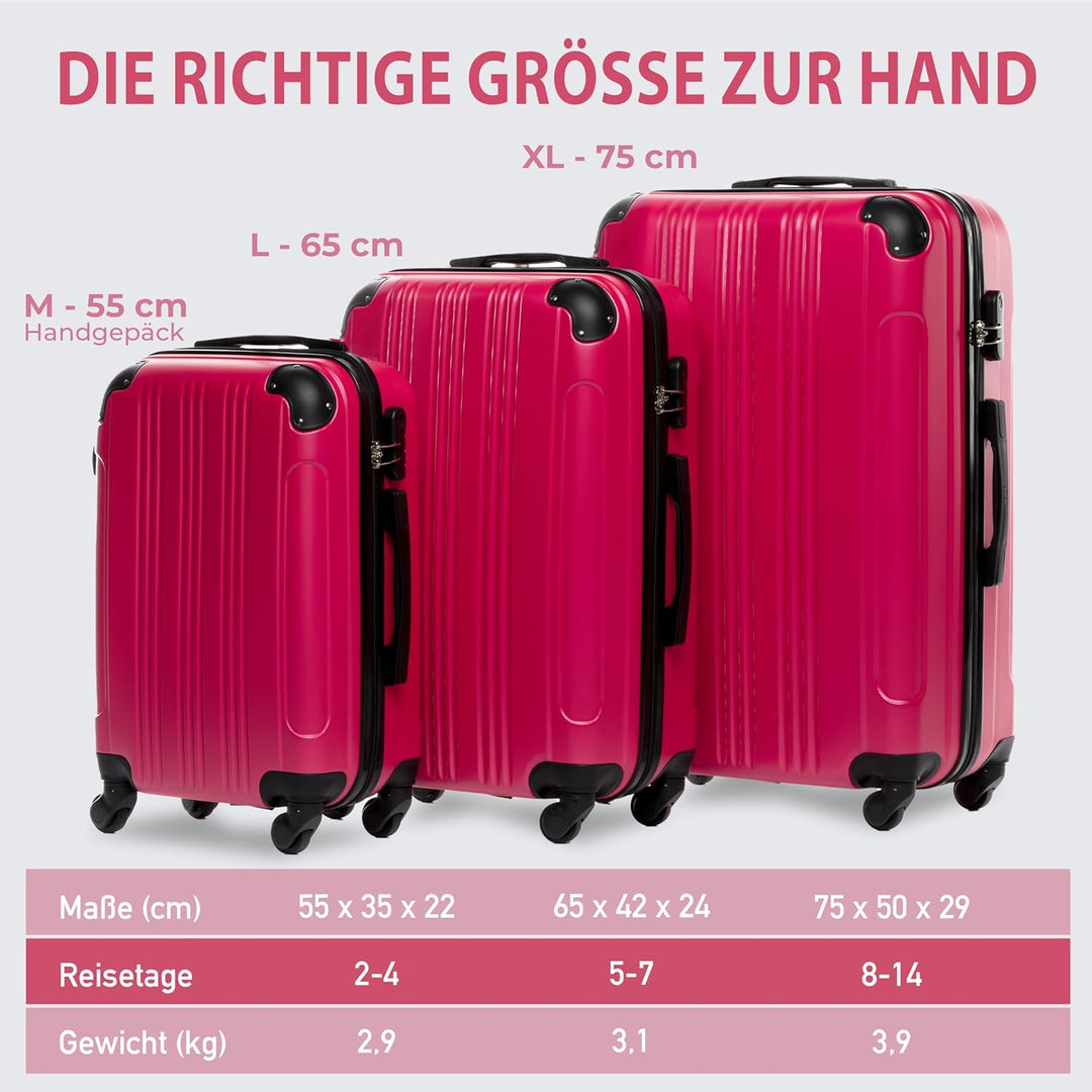 FERGÉ Kofferset 3 teilig Hartschale QUÉBEC Reisekoffer Trolley-Set (Handgepäck, L, XL) 3er Set Harts