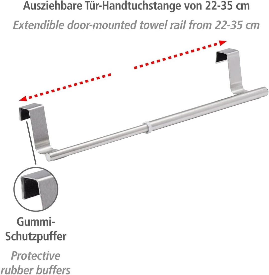 WENKO Handtuchstange Teleskop, ausziehbarer Handtuchhalter für Küche und Badezimmer, zum Einhängen a