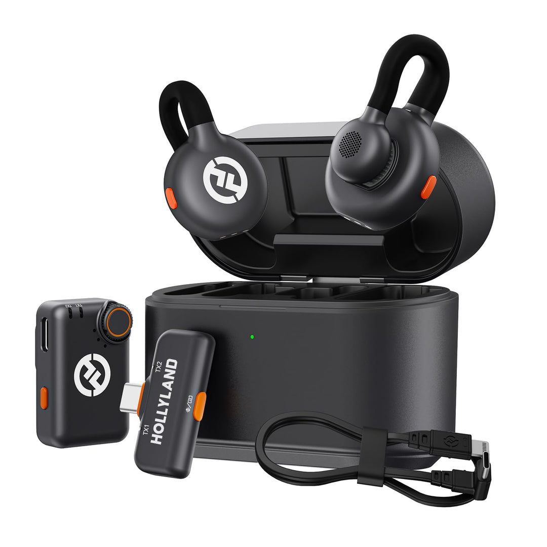 Hollyland Lark M2S Combo (Kamera RX+USB-C RX+ Lightning-Kabel) Kabelloses Lavaliermikrofon für iPhon