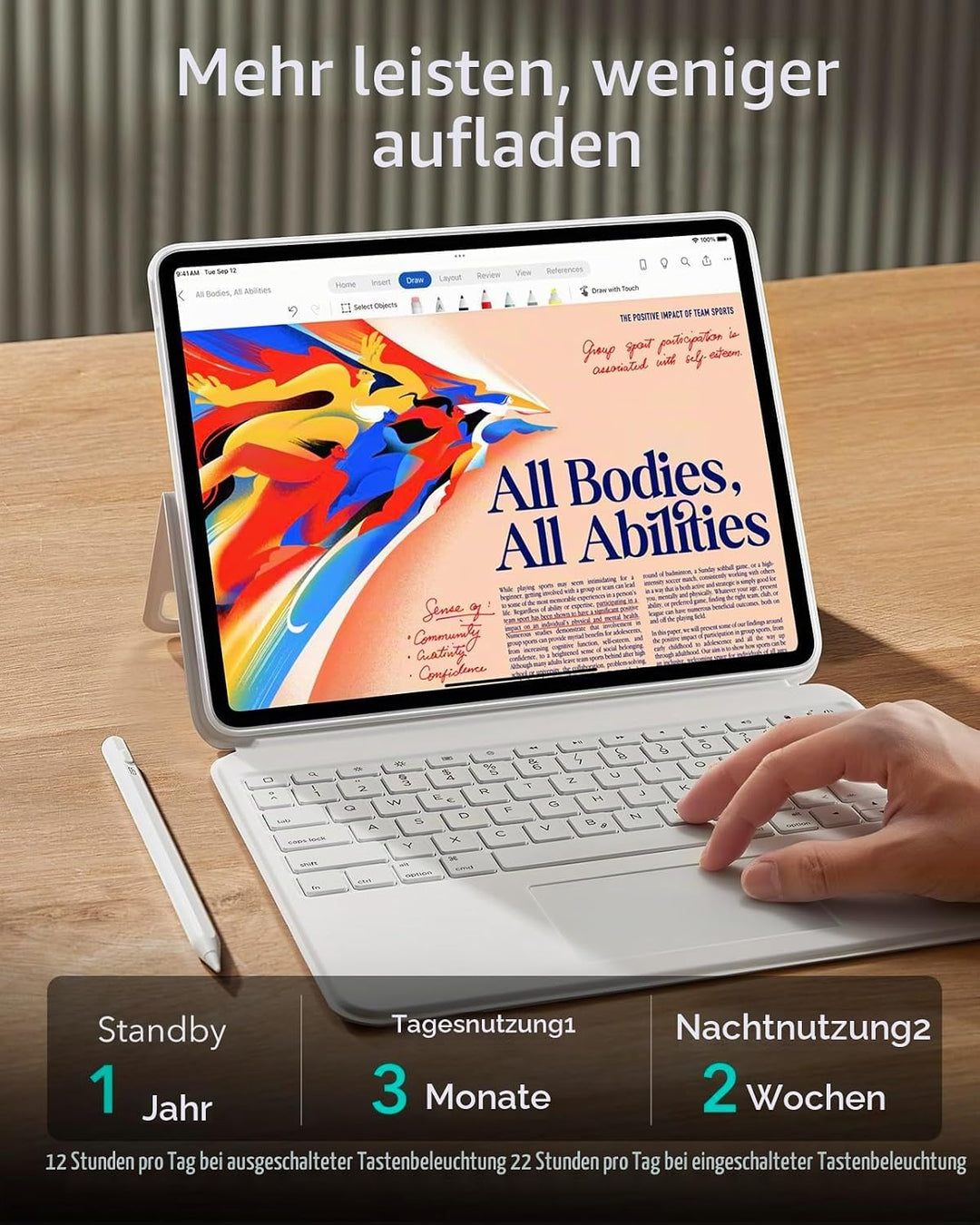 ESR für iPad Pro 13 Zoll (M5/M4) Tastatur Hülle mit Trackpad, Weiss iPad Pro 13 (2024) Weiss, iPad P