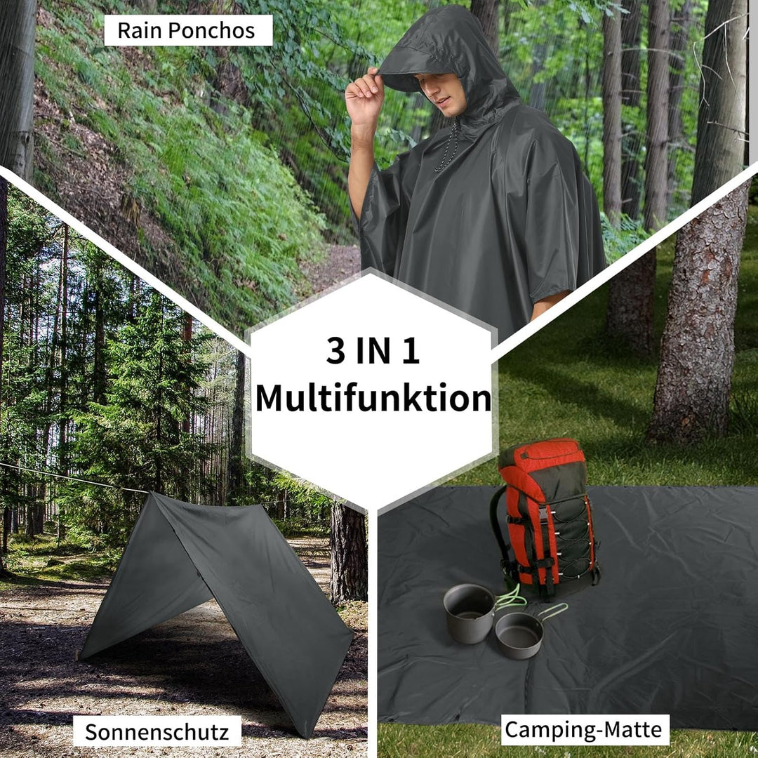 Opret Wasserdicht Regenponcho Damen Herren, Leicht Atmungsaktiv Regencape 3-in-1-Multifunktional Reg