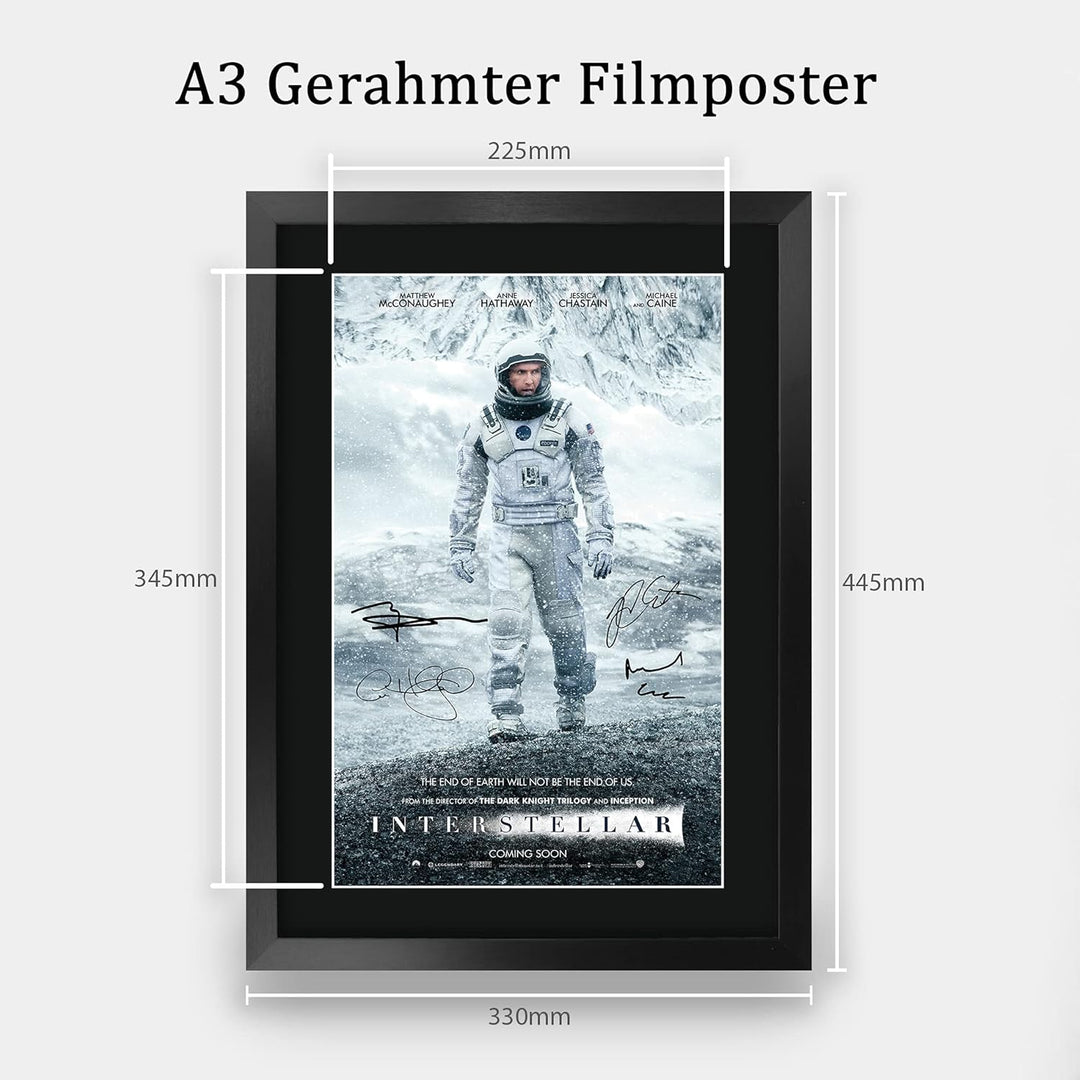 HWC Trading FR A3 Interstellar Matthew McConaughey, Anne Hathaway Geschenke Geduckter Poster Signier