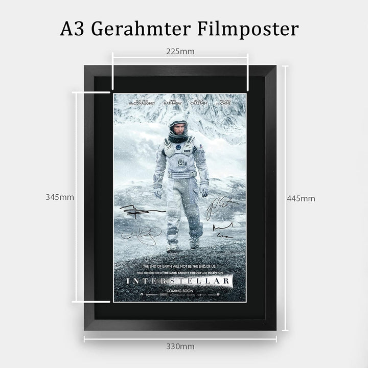 HWC Trading FR A3 Interstellar Matthew McConaughey, Anne Hathaway Geschenke Geduckter Poster Signier