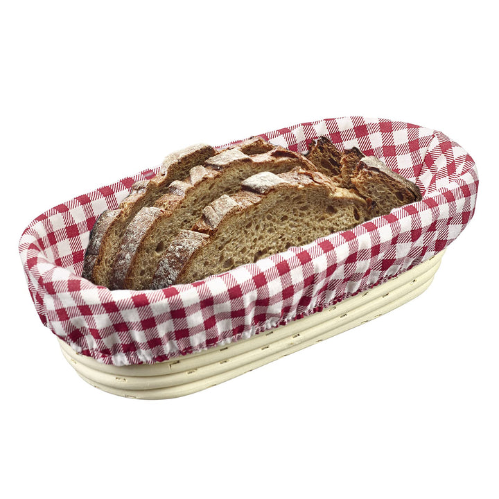 Westmark Bezug für Gärkörbchen, Für ovale Körbchen, 27,5 x 14 cm, Baumwolle, Kariert, 3203226K Klein