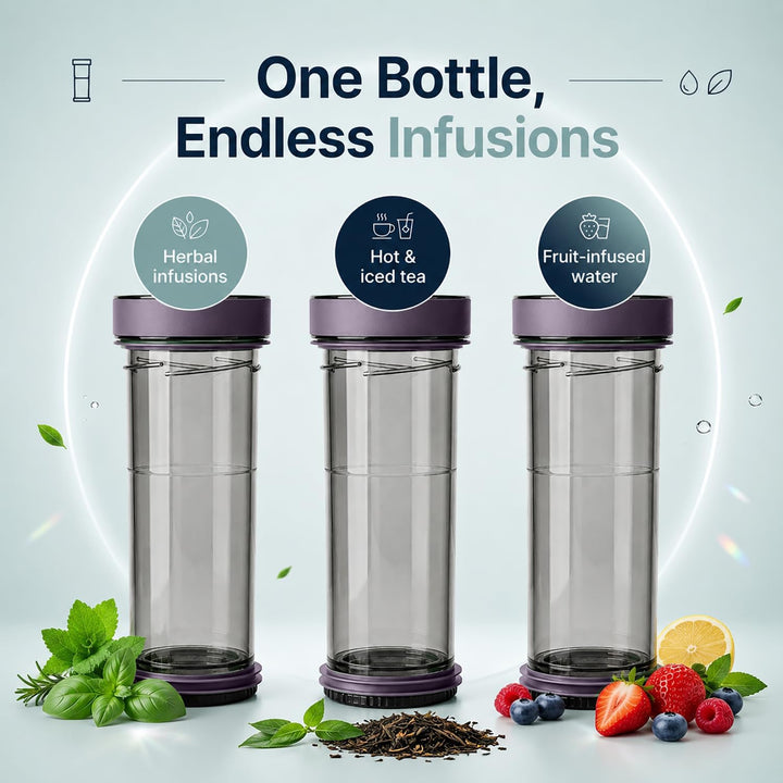 VIVA Recharge Thermobecher to go, Edelstahl, Tee-Sieb, 0,46 l, Violett | Doppelwandig isolierter Ede