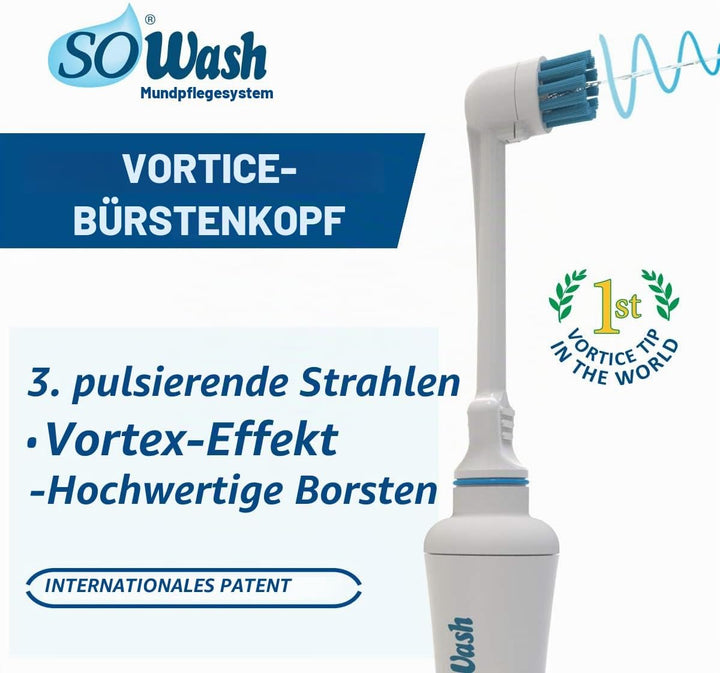 SoWash Munddusche | TRIO | Verbindet mit dem Wasserhahn | Munddusche ohne Batterien und Strom |Itali