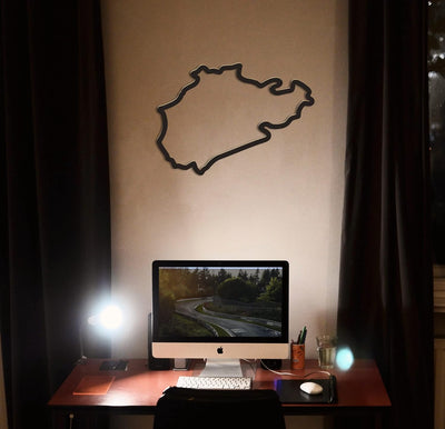 Racetrackart Holzskulptur Deko – Rennstrecke Nürburgring Nordschleife, Wandverzierung, 23 cm, Holzsk