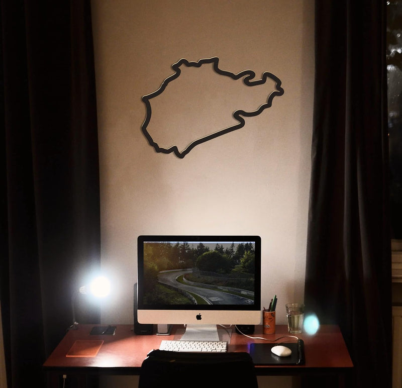 Racetrackart Holzskulptur Deko – Rennstrecke Nürburgring Nordschleife, Wandverzierung, 23 cm, Holzsk