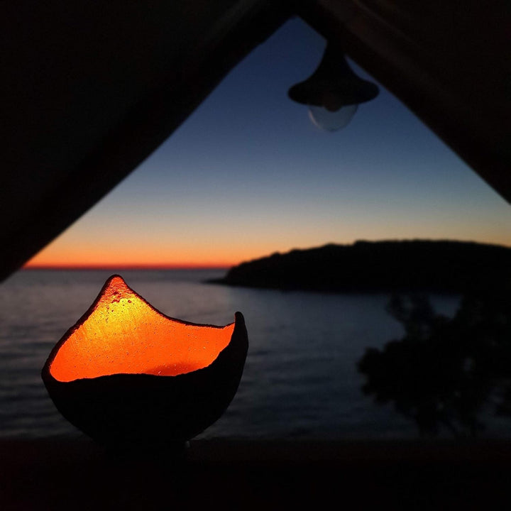 Lichtschale sundowner - S (15cm) - Beton schwarz - grau - Unikat handmade - Windlicht - Geburtstagsg