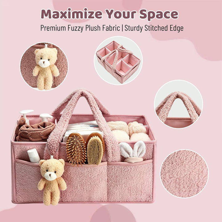 Wickeltisch Organizer, Baby Wickeln Henkeltaschen Rosa, Rosa