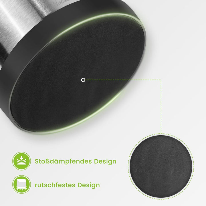 NOTSEK Abklopfbehälter für Siebträger, 1.2L Gross Edelstahl Espresso Knock Box, Kaffeesatz Abschlagb